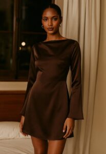 Jurk satijn choco model